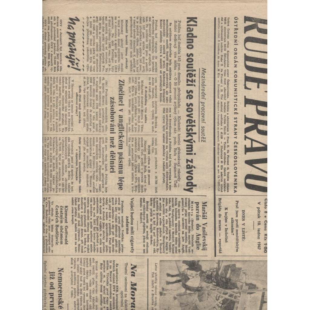 Rudé právo (10.1.1947) staré noviny