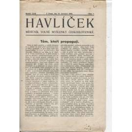 Havlíček, ročník XXII., číslo 7/1933 (Časopis) Měsíčník Volné myšlenky československé