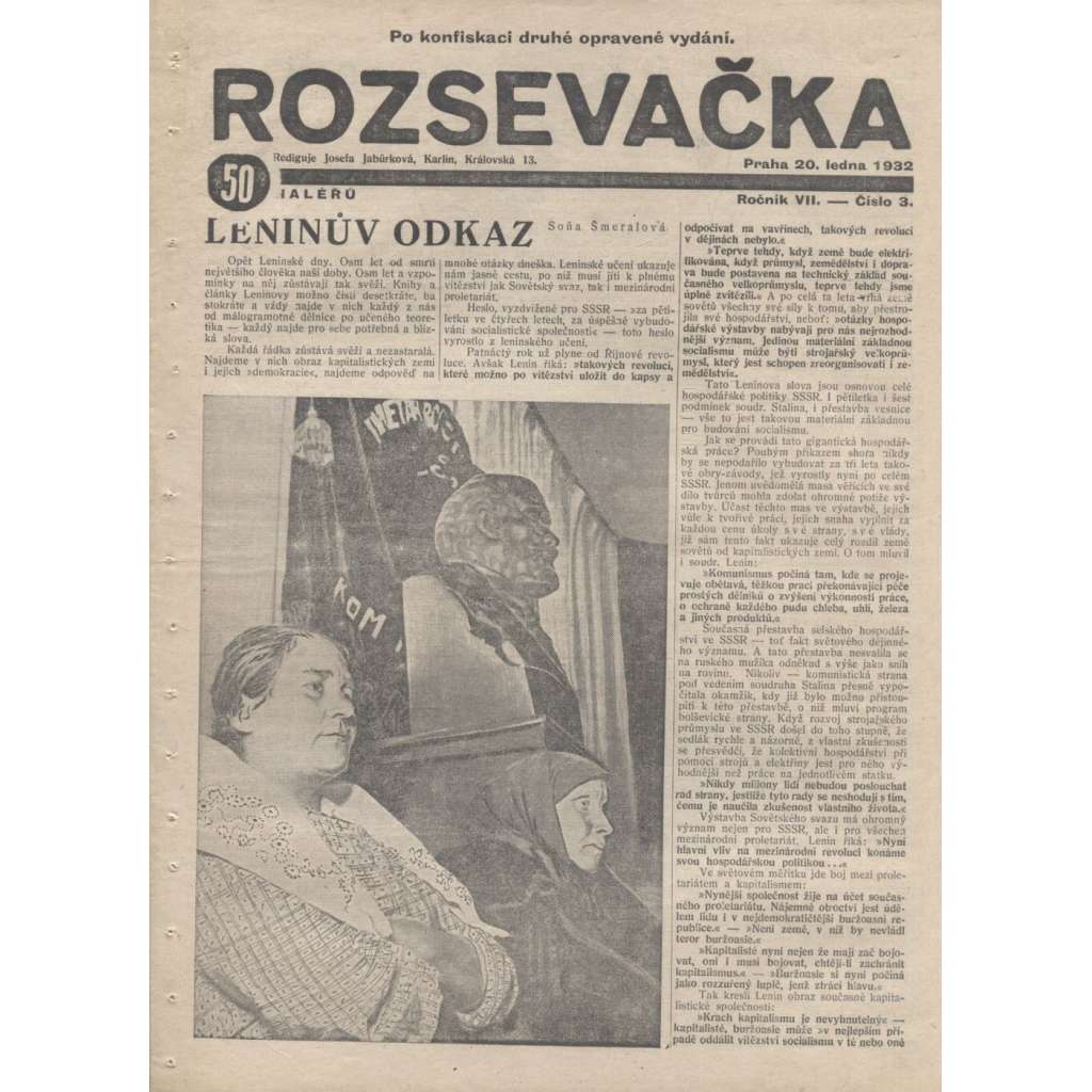 Rozsevačka, ročník VII., číslo 3/1932 (časopis, 1. republika)