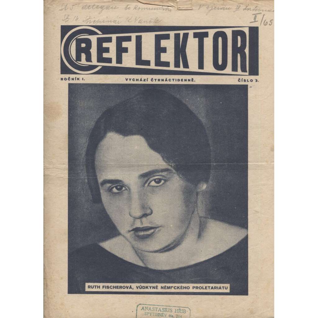 Reflektor, ročník I., číslo 3 (časopis, staré noviny, 1. republika)