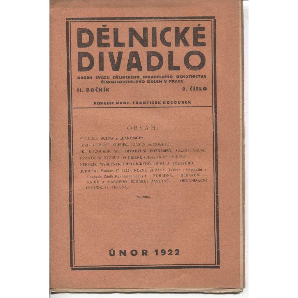Dělnické divadlo, ročník II., číslo 2/1922