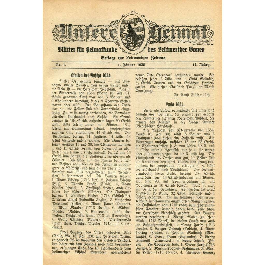 Unsere Heimat, roč. 11, 1930, č. 1-12; roč. 12, 1931, č. 1-12 [Litoměřice; Leitmeritz; Litoměřicko; historie; vlastivěda]
