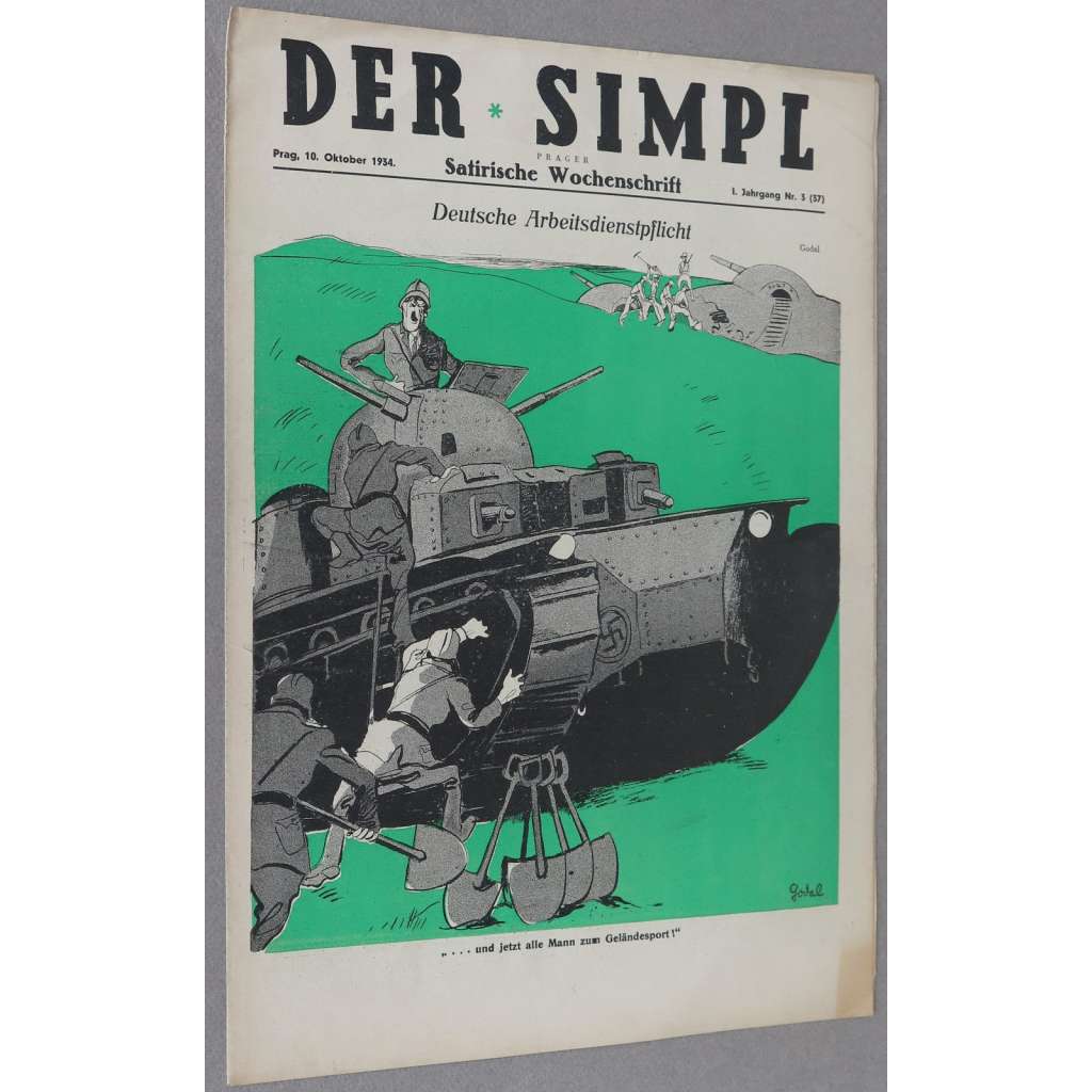 Der Simpl, roč. 1, 1934, č. 3 [politická satira; karikatura; Der Simplicus; Simplicissimus; Antonín Pelc; Erich Godal]