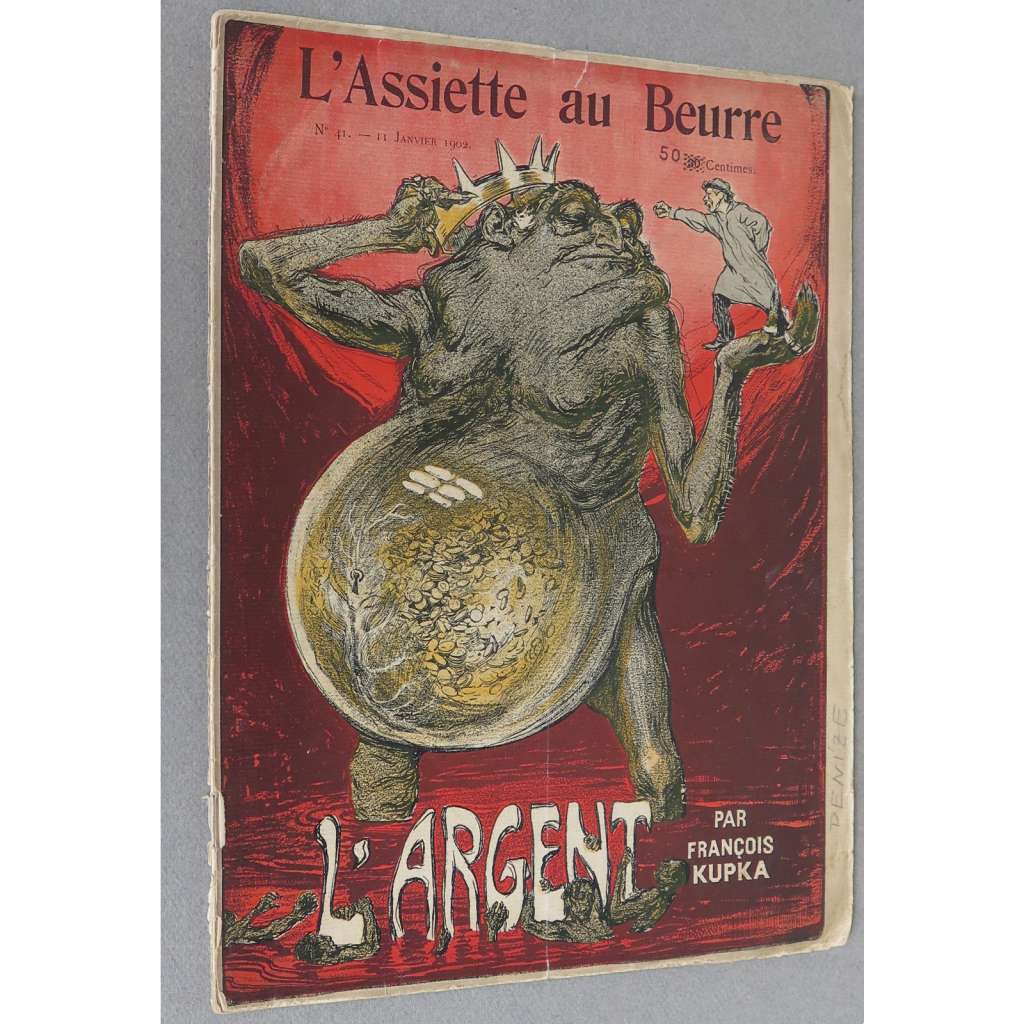 L'Argent par François Kupka. L'Assiette au Beurre, č. 41, 11. 1. 1902 [Peníze; kresby; karikatury; umění]