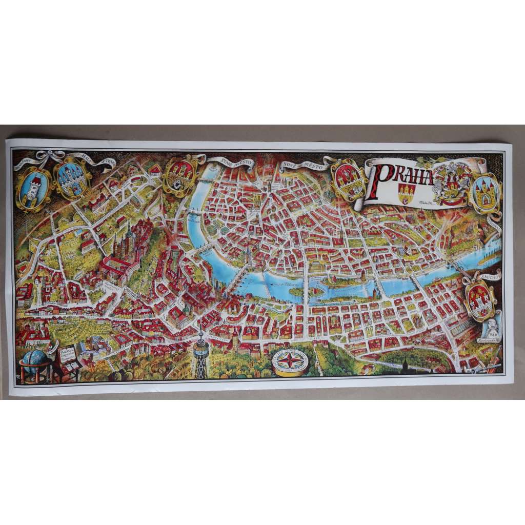 Vojtěch Kubašta - Praha - plakát  [kreslený plán / mapka města Prahy, město Praha - centrum]