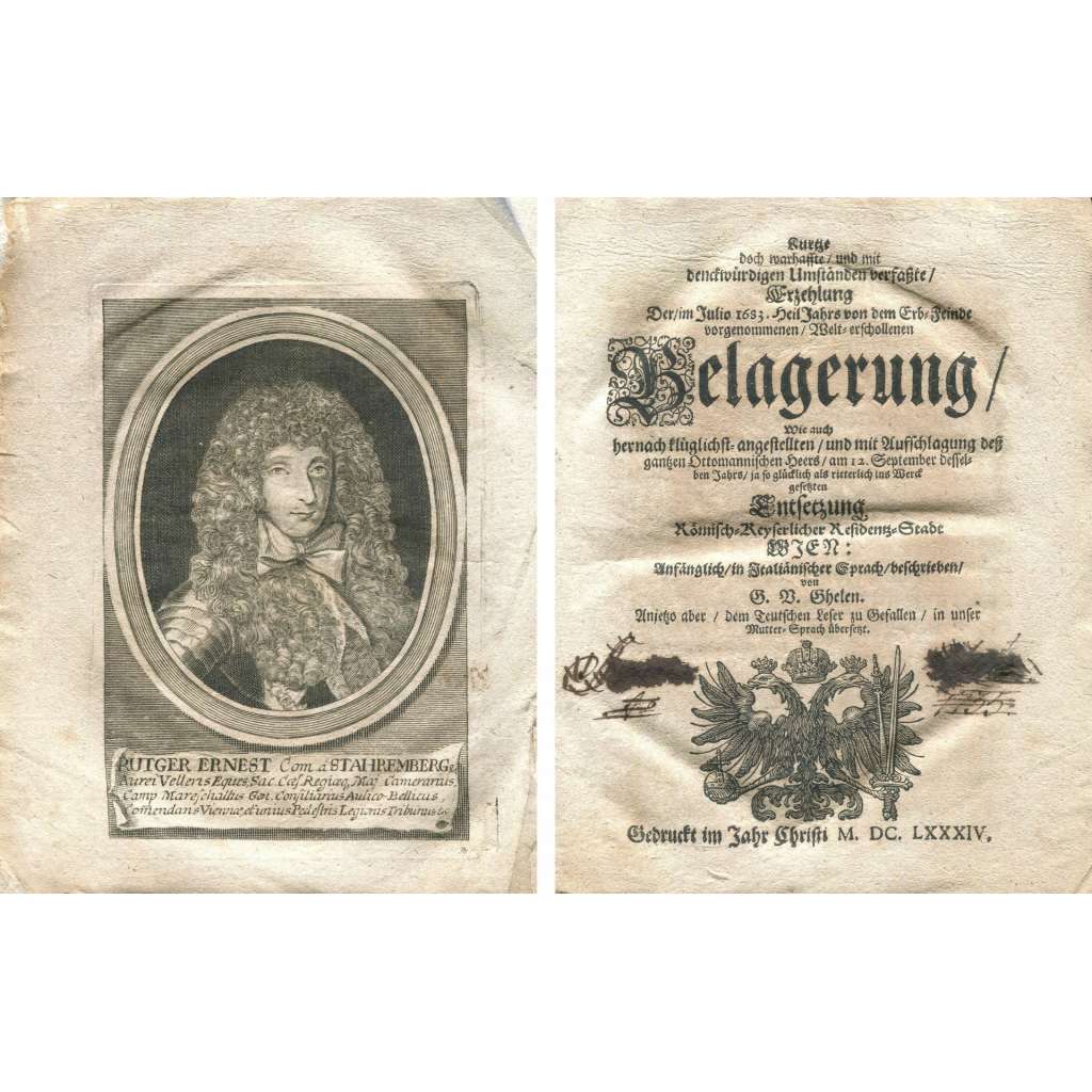 Kurtze doch warhaffte Erzehlung Der Welt-erschollenen Belagerung [4 knihy, 1683; obléhání Vídně; bitva u Vídně; rytiny; Štúrovo; Parkány; Vídeň]