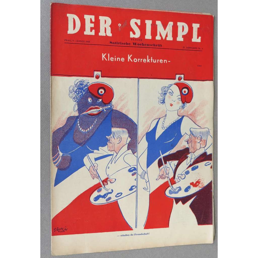 Der Simpl, roč. 2, 1934, č. 2 [politická satira; karikatura; Simplicus; Simplicissimus; antifašismus; umění]