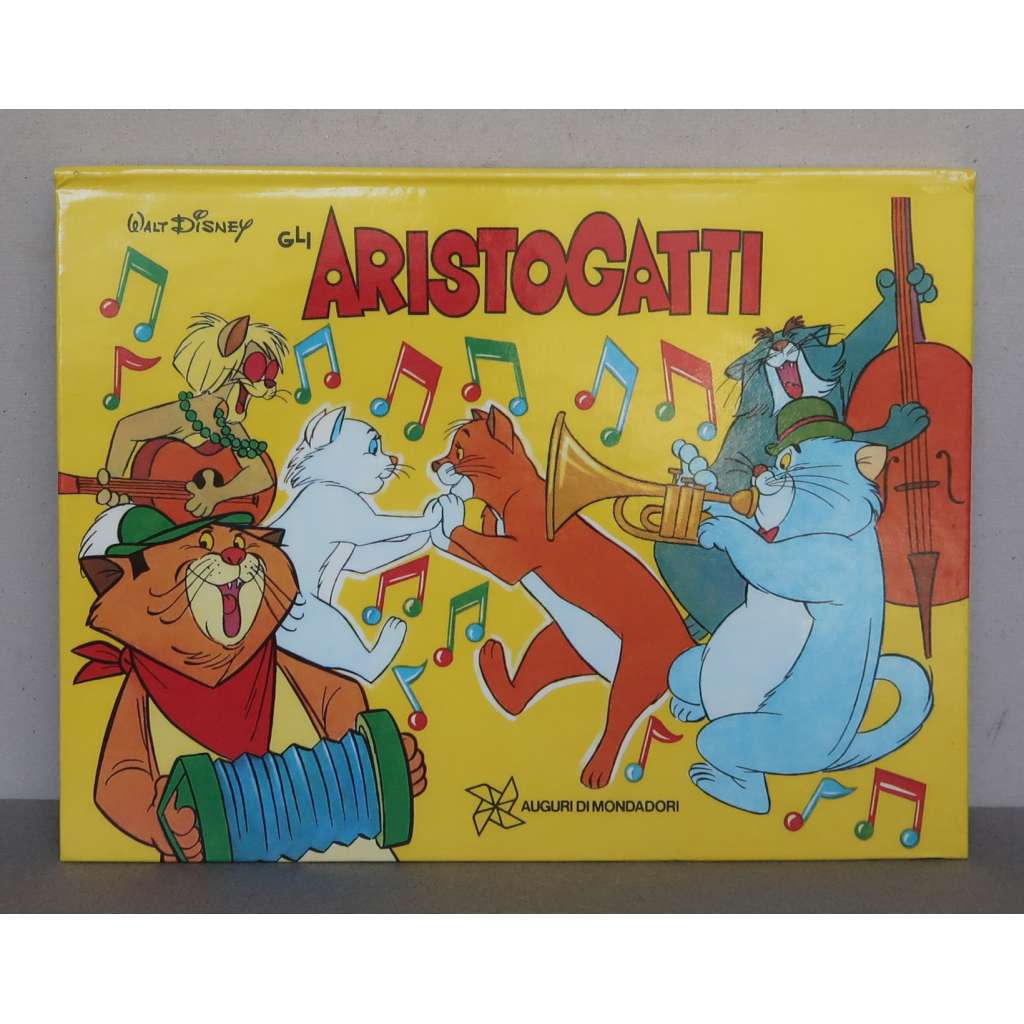 Gli Aristogatti. IX edizione (aprile 1974) [Aristokočky, The Aristocats, pop-up kniha, prostorová publikace, bibliofilie, Vojtěch Kubašta - autorský výtisk]