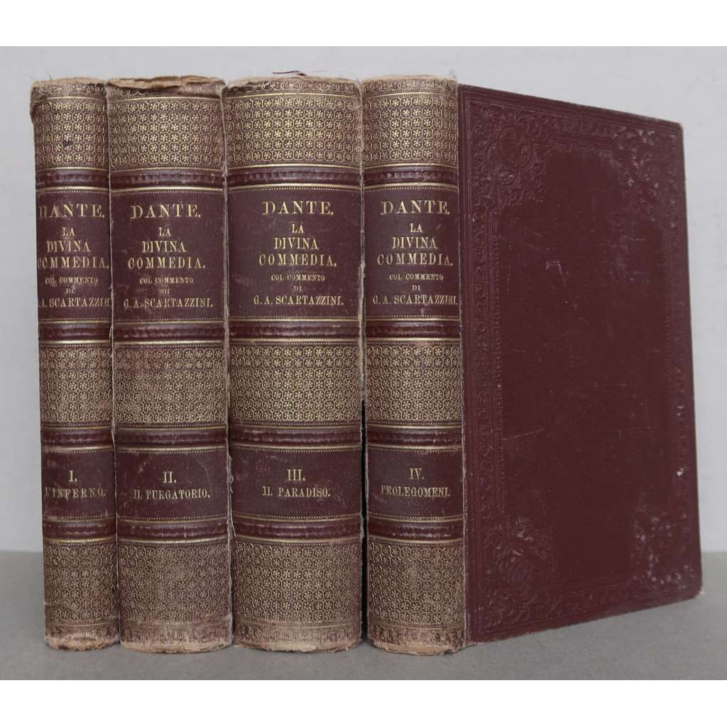 La Divina Commedia di Dante Alighieri. 4 volumi [Božská komedie; stará italská literatura, poesie]