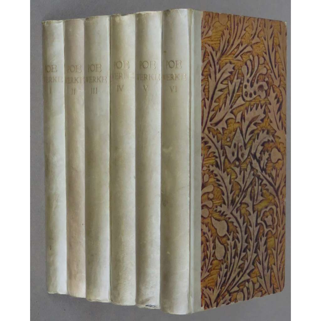 Edgar Allan Poes Werke, sv. 1-6 [1921; spisy; povídky; básně; německy; vazba; obálka Hugo Steiner-Prag]