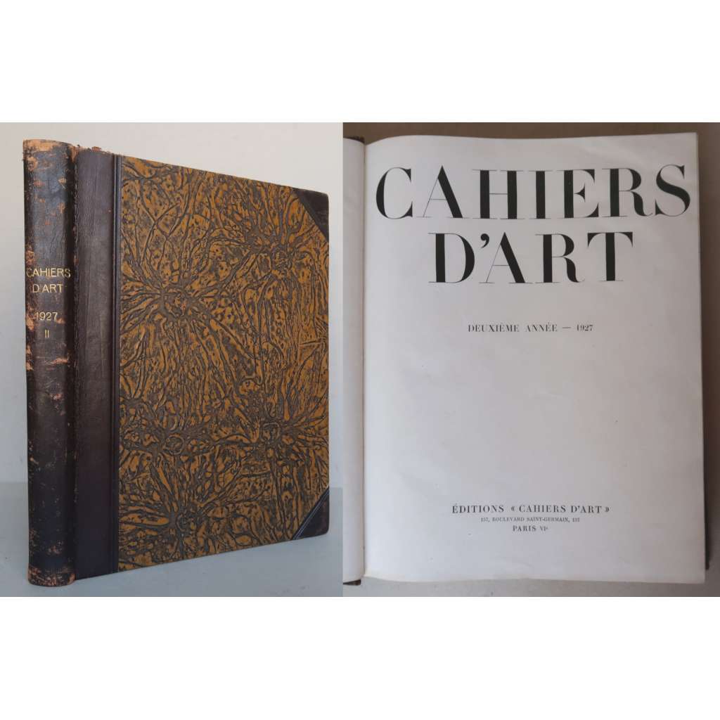 Cahiers d’Art, Deuxieme  Anée, 1927 + Supplement „Feuilles volantes“ + „Qui Batira le Palais des Nations a Geneve?“ [moderní umění, avantgarda, umělecké časopisy, vazba kůže - polokožená]