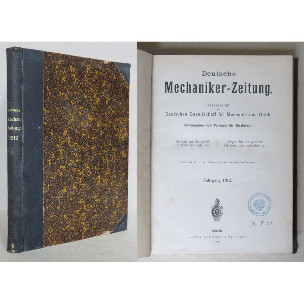Deutsche Mechaniker-Zeitung. Jahrgang 1912, Nrn. 1-24 [odborné časopisy - technika, mechanika, průmysl]