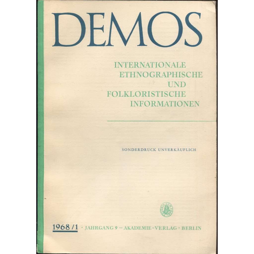 Demos. Internationale ethnographische und folkloristische Informationen; 9/1 (1968)	[časopis, etnografie, folkloristika]