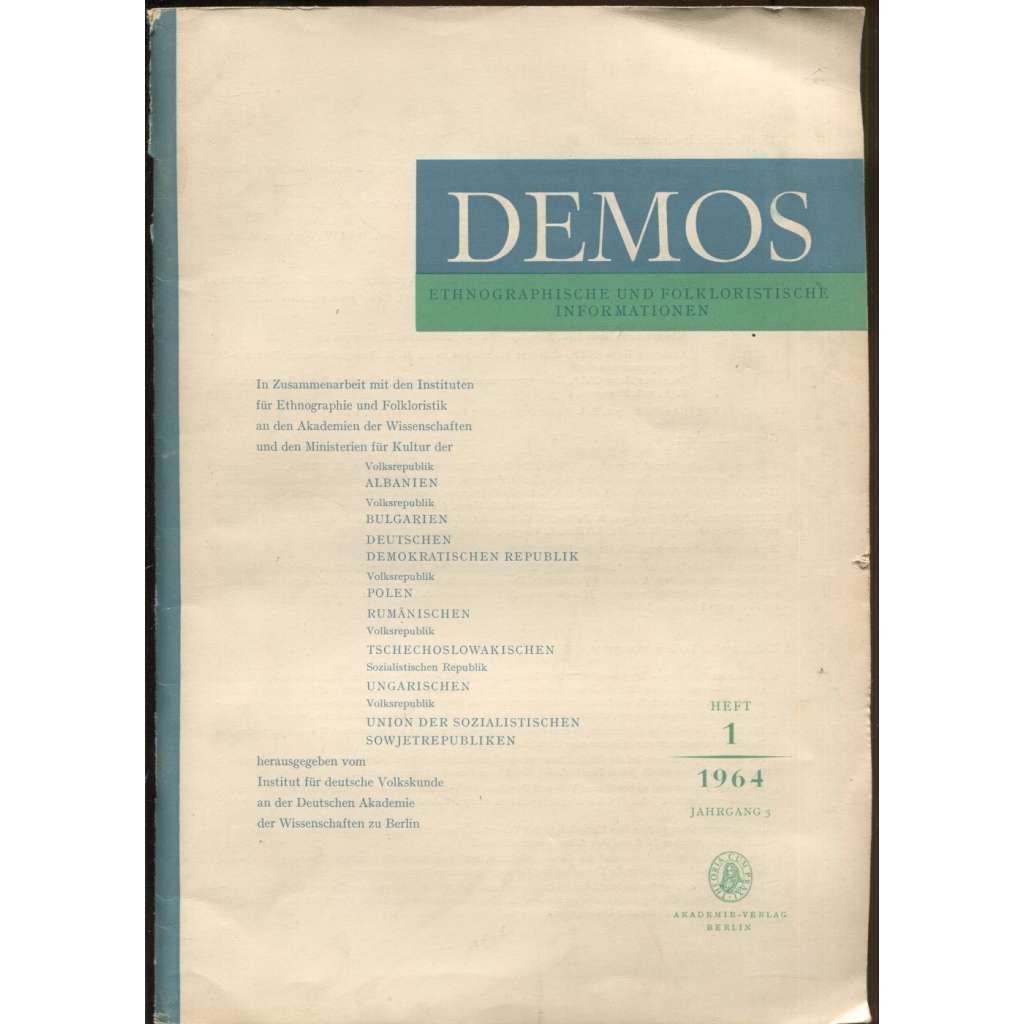 Demos. Ethnographische und folkloristische Informationen; 5/1 (1964) [časopis, etnografie, folkloristika]
