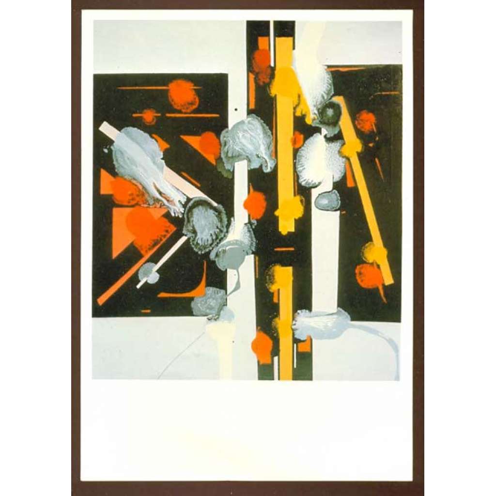 reprodukce malby „Plan“ 1965  s věnováním autora na zadní straně