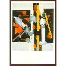 reprodukce malby „Plan“ 1965  s věnováním autora na zadní straně