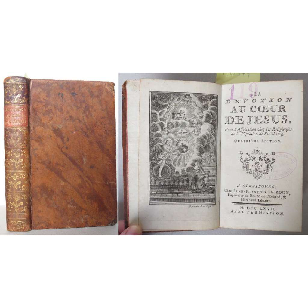 La dévotion au coeur de Jésus. Pour l'association chez les religieuses de la Visitation de Strasbourg. Quatrième édition [staré tisky, vazba kůže, náboženství]