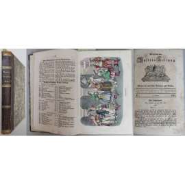 Allgemeine Muster-Zeitung. Album für weibliche Arbeiten und Moden 1854, 11. Jahrgang [domácí práce, kolorované litografie, vazba kůže]