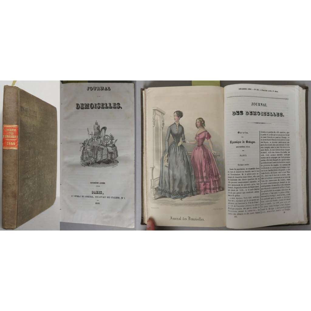 Journal des Demoiselles; Douzième année, 1844 [móda, kolorované litografie, staré tisky]
