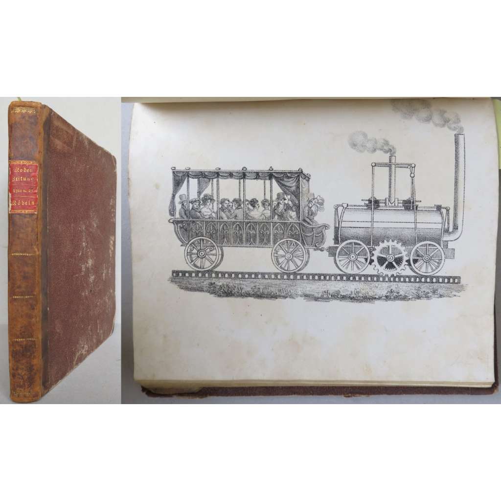 Allgemeine Moden-Zeitung 1824-1825 [kolorované litografie, staré tisky, vazba kůže]