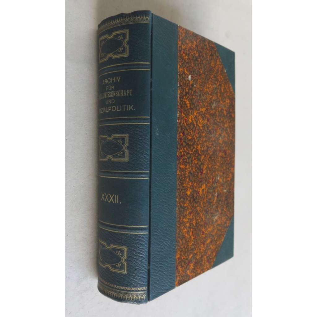 Archiv für Sozialwissenschaft und Sozialpolitik; XXXII. (1911) , polokožená vazba s titulem na hřbetu, mramorované desky a ořízka, zdobené předsádky, Archiv für Sozialwissenschaft und Sozialpolitik; XXXII. (1911) , polokožená vazba s titulem na hřbetu, mramorované desky a ořízka, zdobené předsádky,