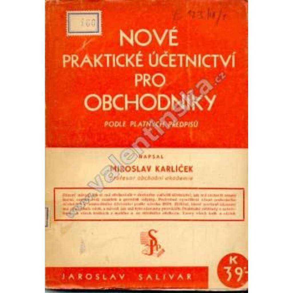 Nové praktické účetnictví pro obchodníky (účetnictví, obchod, protektorát)