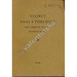 Vzorce knih a tiskopisů pro okresní záložny hospodářské (záložna, bankovnictví, formulář, první republika)