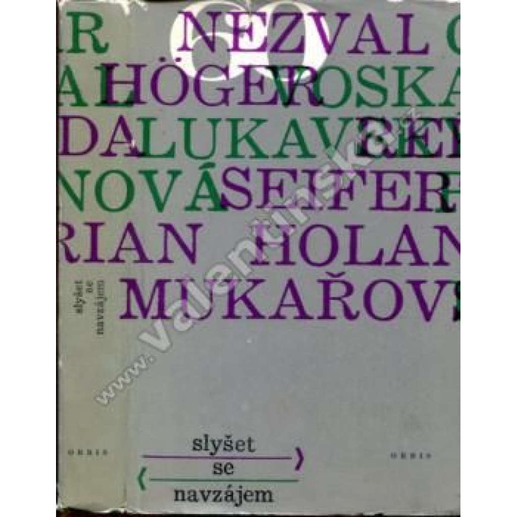 Slyšet se navzájem. 60 hlasů o uměleckém přednesu (edice: Edice malých forem) [stati, mj. V. Holan - Lidský hlas; V. Nezval; J. Seifert; O. Mikulášek - Jde o vztah; Jan Skácel - Malá recenze na recitaci aj]