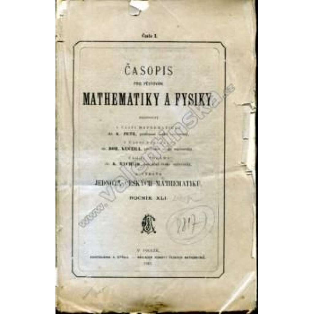 Časopis pro pěstování mathematiky a fysiky, r. 41