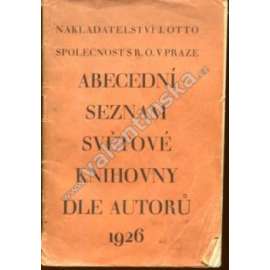 Abecední seznam Světové knihovny dle autorů 1926 (nakladatelství J. Otto, vydavatelství)