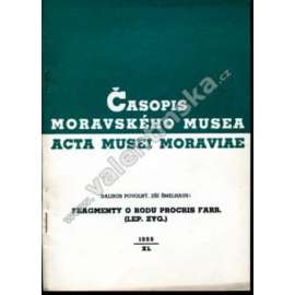 Časopis Moravského musea 1955 (časopis, přírodní vědy, mj. Fragmenty o rodu Procris Farb. (Lep. Zyg.)