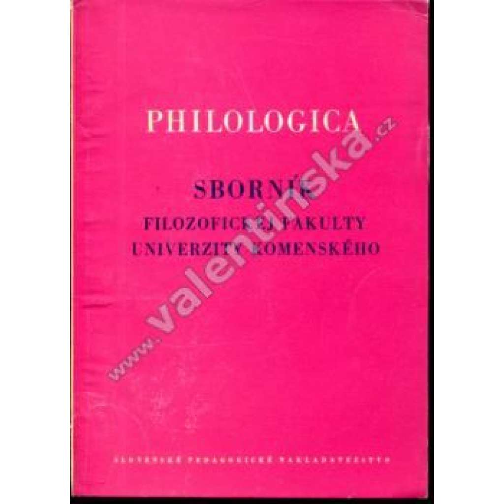 Philologica, sborník Filozofickej fakulty UK, 1962