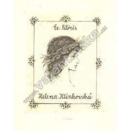 Dívčí hlava EX libris H. Klinkovská