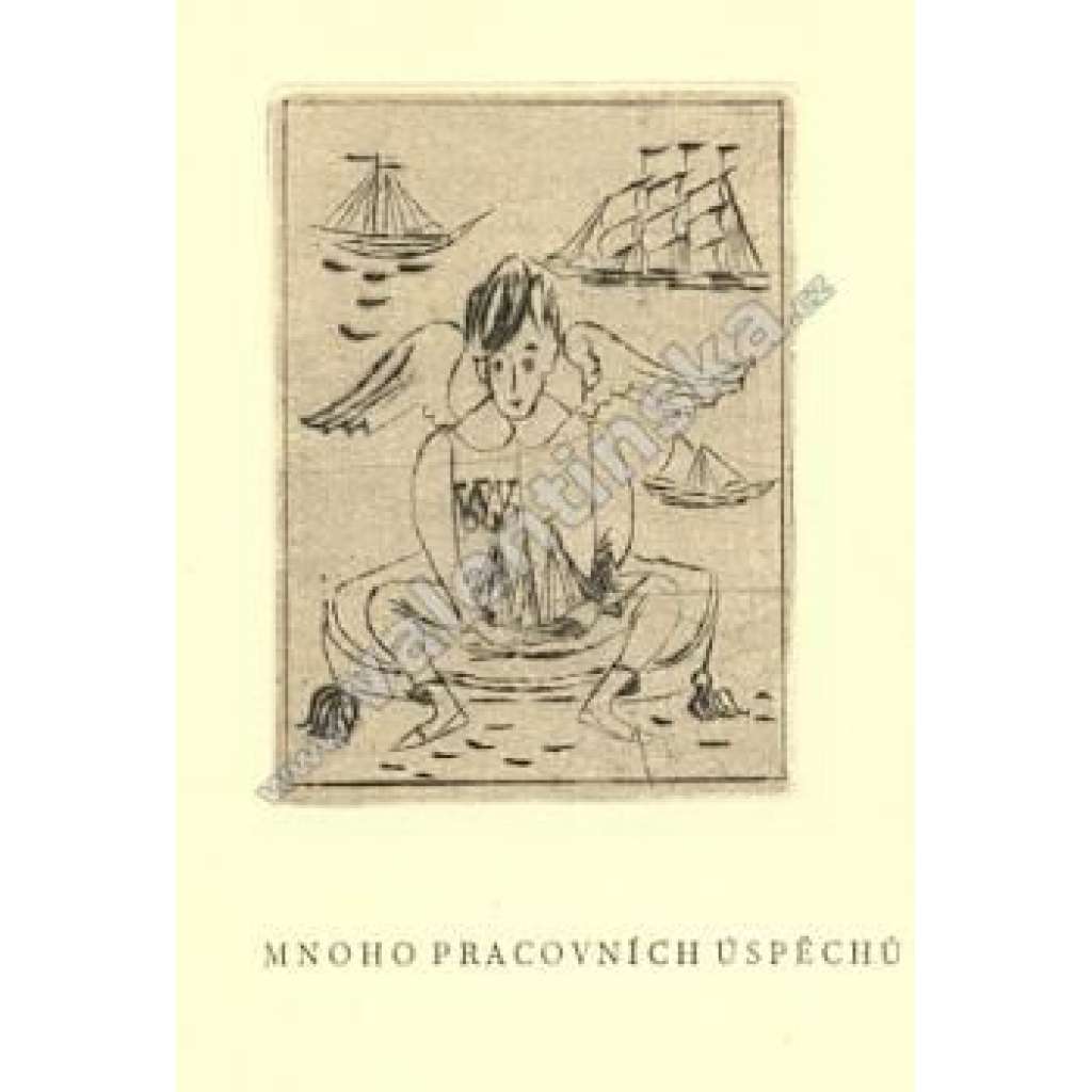 R. L. Stevenson - frontispis(novoročenka 1960, Julie Fučíková, suchá jehla)