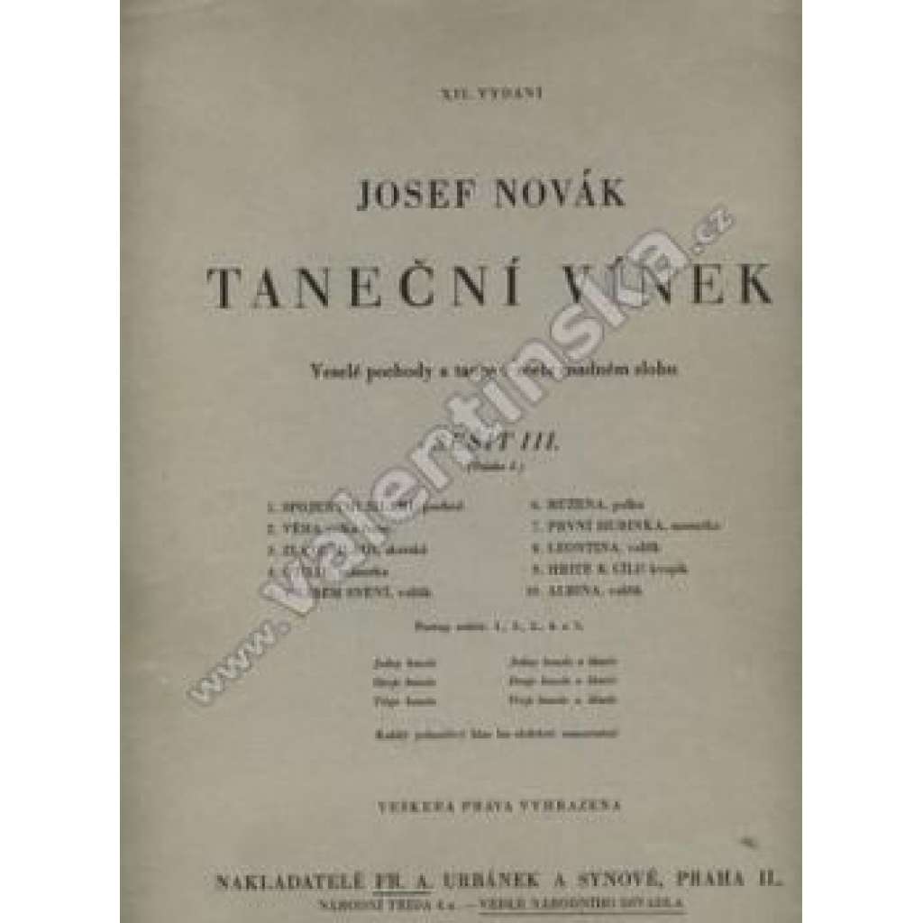 Taneční vínek. Sešit III. Veselé pochody a tance v zcela snadném slohu (noty, housle)