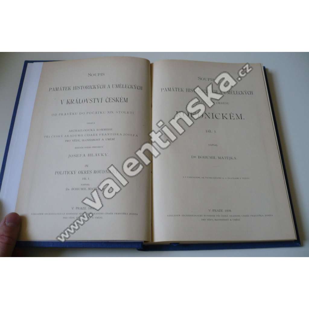 Soupis památek historických a uměleckých (Roudnice) v okrese roudnickém (politický okres Roudnický, díl. I.) 1896  [zámky, kostely, stavby, křesťanské církevní umění, starožitnosti, obrazy; Brozany, Budyně, Černoušek, Doksany, Libochovice]