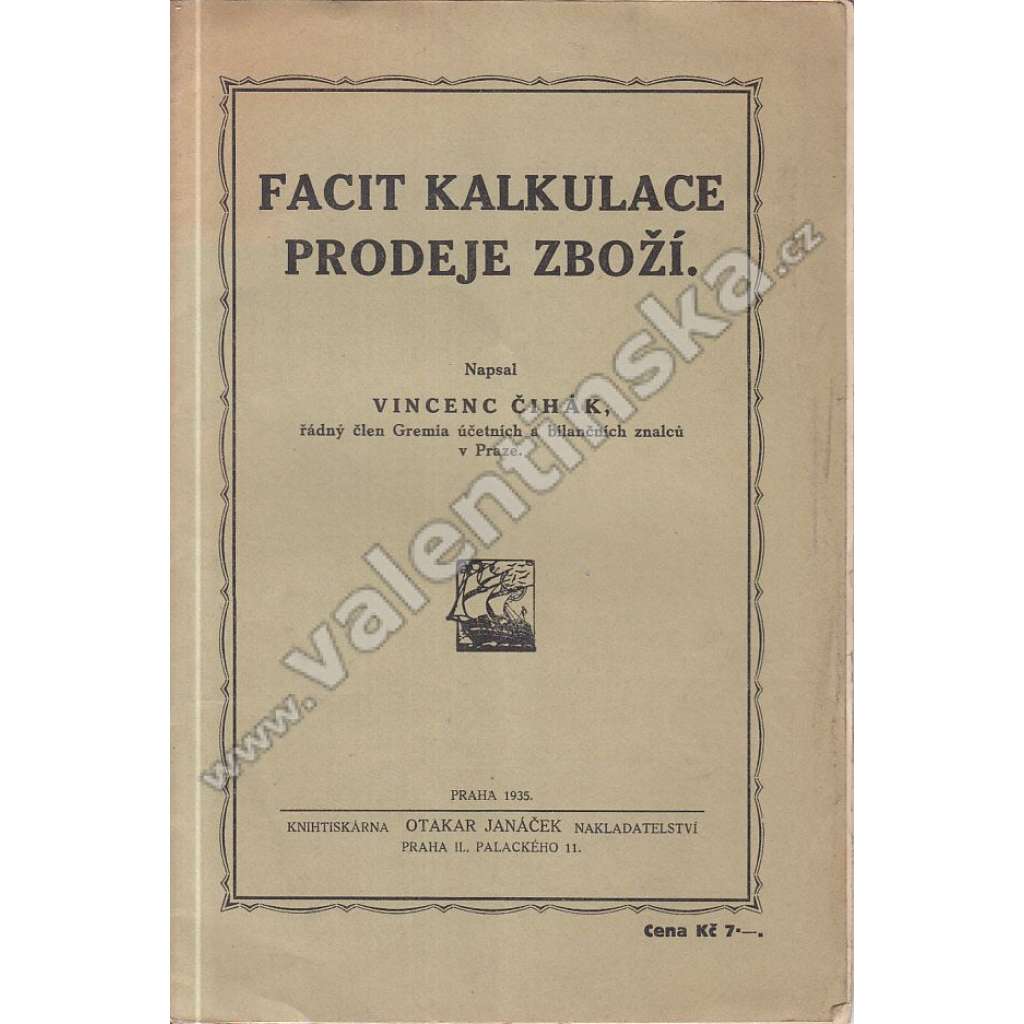 Facit kalkulace prodeje zboží