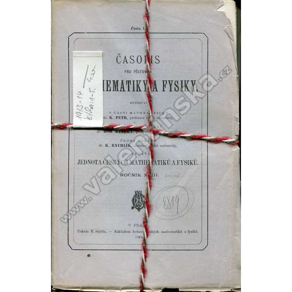 Časopis pro pěstování mathematiky a fysiky, 1913