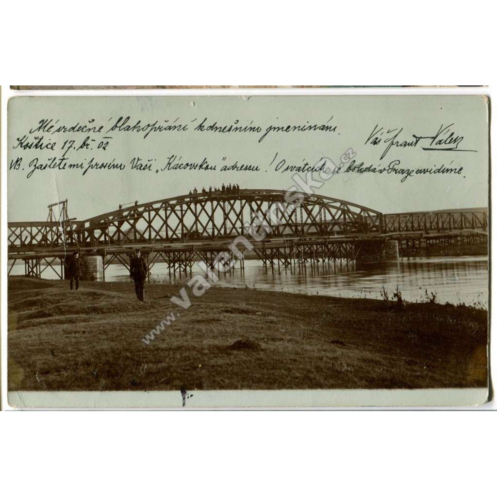 Koštice, Louny, železnice, železniční most, stavba dráhy 1902