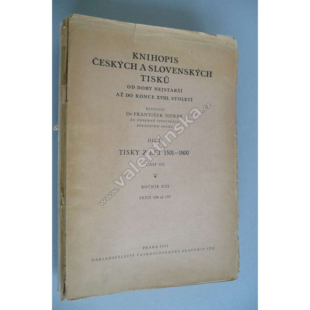 Knihopis českých a slovenských tisků II - část VII (seš.188-197)(vyd. r. 1957) [soupis starých českých knih]