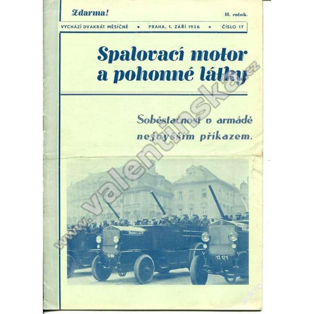 ČASOPIS SPALOVACÍ MOTOR A POHONNÉ LÁTKY - 1936