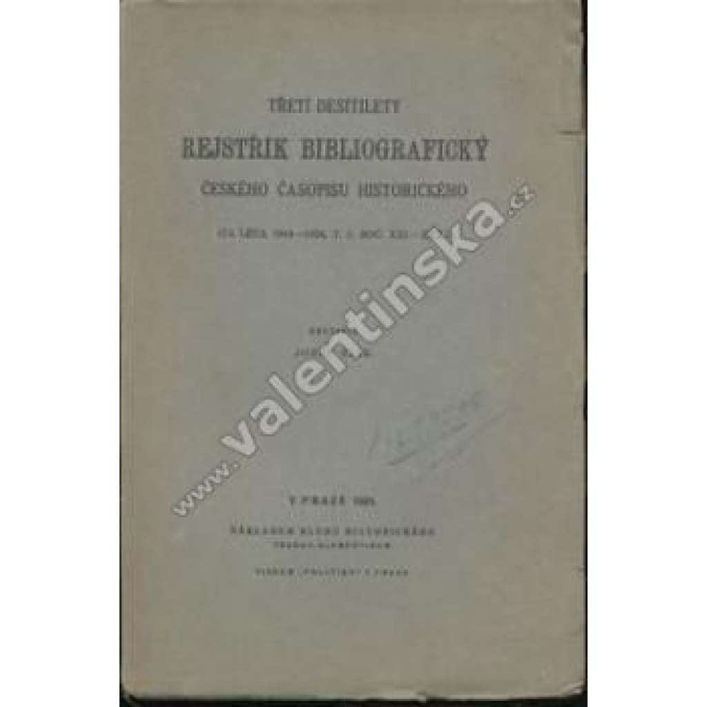 Třetí desítiletý rejstřík bibliografický ČČH