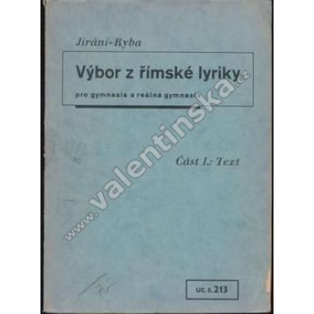 Výbor z římské lyriky. Část I. Text