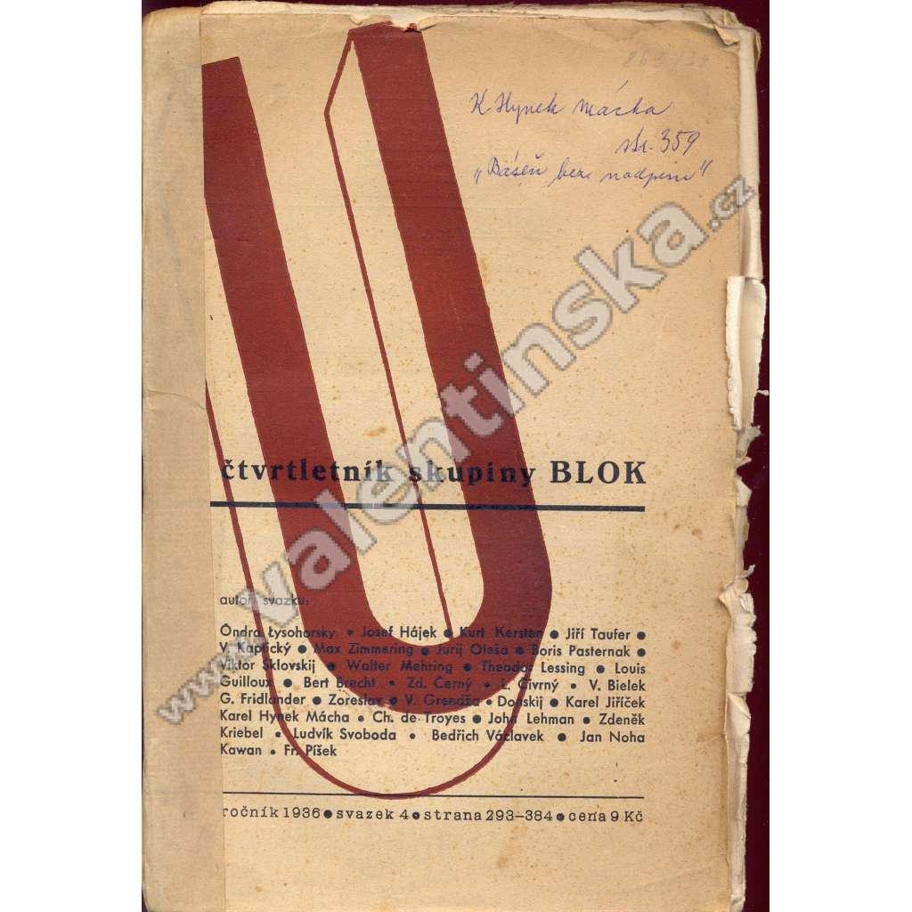 U: Čtvrtletník skupiny Blok, 4/1936