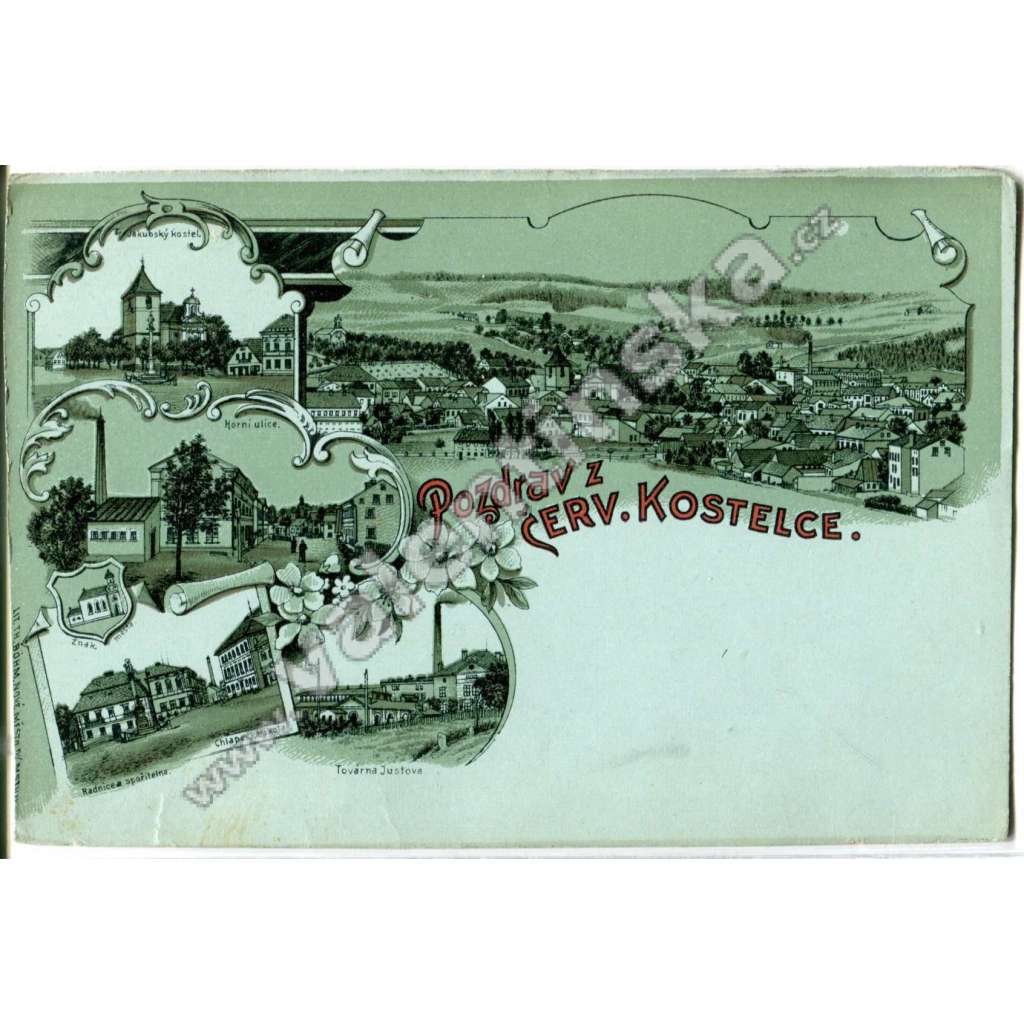 Červený Kostelec, Náchod. litografie