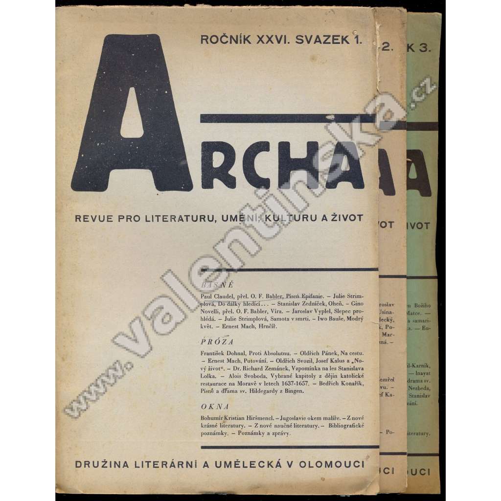 Archa: Revue pro literaturu..., r. XXVI. (1938)