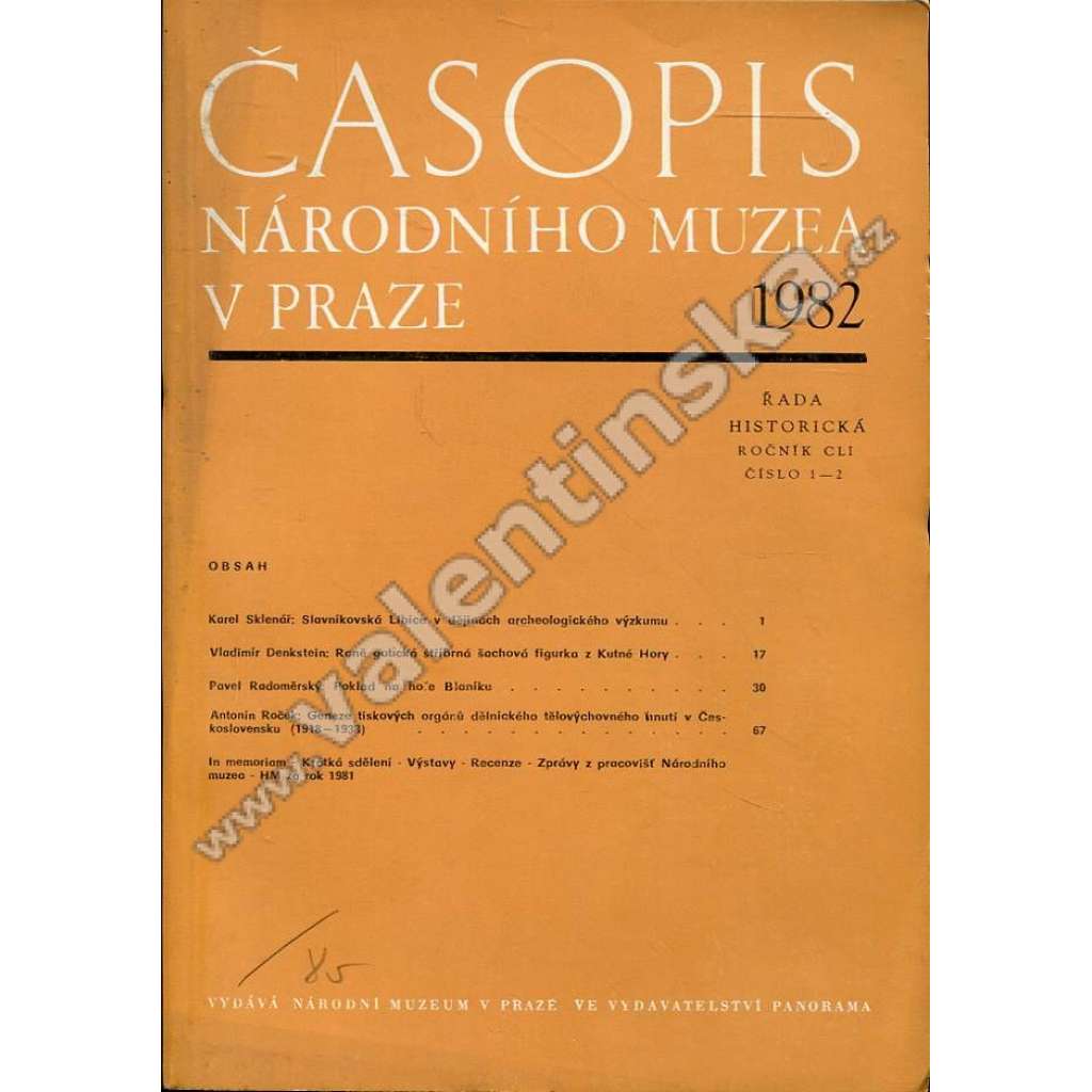 Časopis Národního muzea v Praze, 1-2/1982