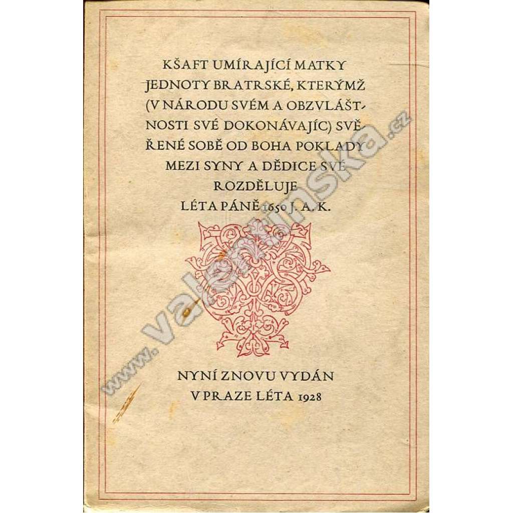 Kšaft umírající matky Jednoty bratrské (Jan Amos Komenský)