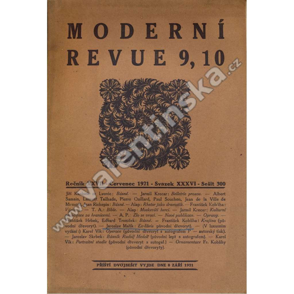 Moderní revue,  s. 300, r. XXVII (červenec 1921)