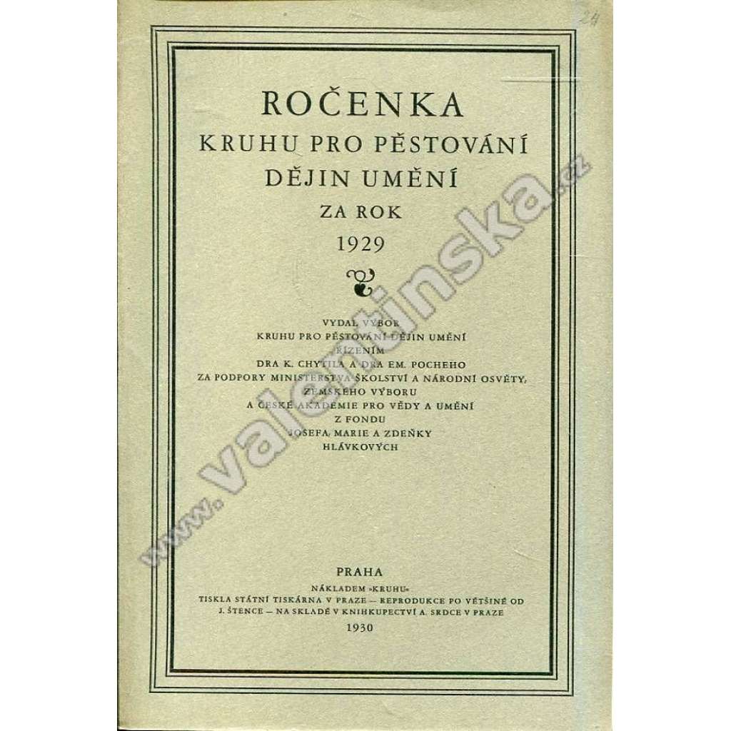 Ročenka Kruhu pro pěstování dějin umění, 1929